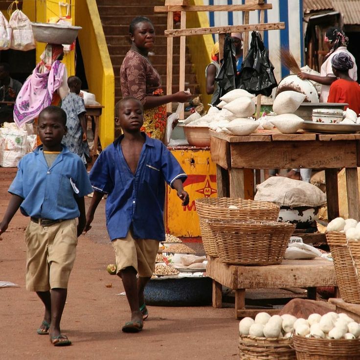 children in a market